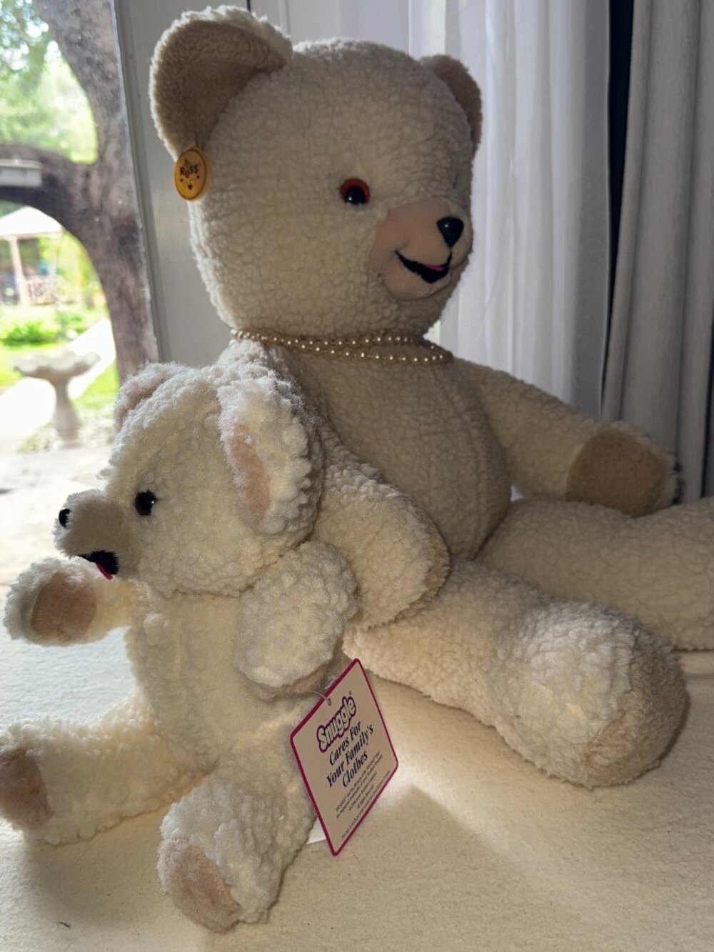 NOS 2 pc Set Snuggle Bear Fabric Softener Bear Teddy Plush Russ 22" 10" Vtg HTF